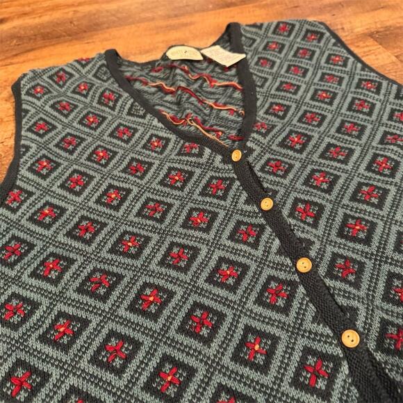 VTG Sweater Vest 22W 3D Textured Cottage Core Grandma White Stag Holidays FLAWS - Picture 3 of 12